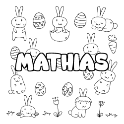 Coloring page first name MATHIAS - Easter background