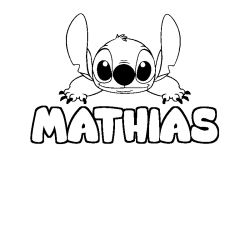 Coloring page first name MATHIAS - Stitch background