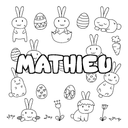 Coloring page first name MATHIEU - Easter background