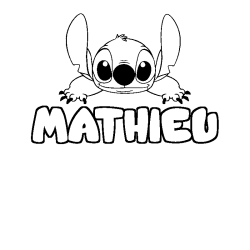 Coloring page first name MATHIEU - Stitch background