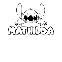 Coloring page first name MATHILDA - Stitch background