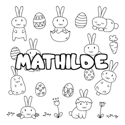 Coloring page first name MATHILDE - Easter background