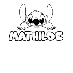 Coloring page first name MATHILDE - Stitch background