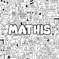 Coloring page first name MATHIS - City background