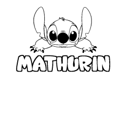 Coloring page first name MATHURIN - Stitch background