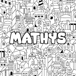 Coloring page first name MATHYS - City background