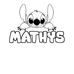 Coloring page first name MATHYS - Stitch background