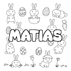 Coloring page first name MATIAS - Easter background