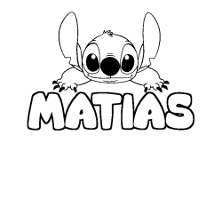 Coloring page first name MATIAS - Stitch background