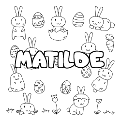 Coloring page first name MATILDE - Easter background