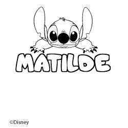 Coloring page first name MATILDE - Stitch background