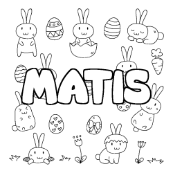 Coloring page first name MATIS - Easter background
