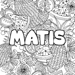 Coloring page first name MATIS - Fruits mandala background