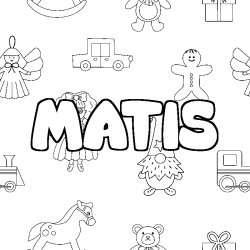 Coloring page first name MATIS - Toys background