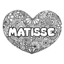 Coloring page first name MATISSE - Heart mandala background