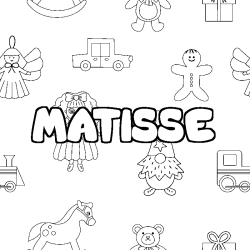 Coloring page first name MATISSE - Toys background