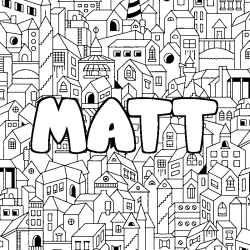 Coloring page first name MATT - City background