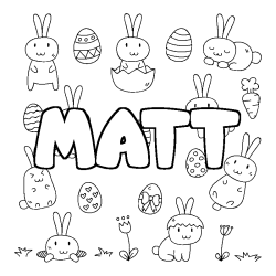 Coloring page first name MATT - Easter background