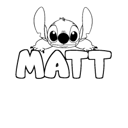 Coloring page first name MATT - Stitch background