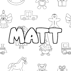 Coloring page first name MATT - Toys background