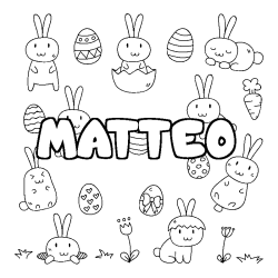 Coloring page first name MATTEO - Easter background