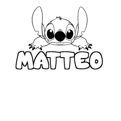 Coloring page first name MATTEO - Stitch background