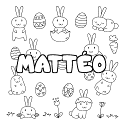 Coloring page first name MATTÉO - Easter background