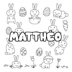 Coloring page first name MATTHÉO - Easter background