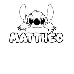 Coloring page first name MATTHÉO - Stitch background