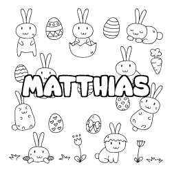 Coloring page first name MATTHIAS - Easter background