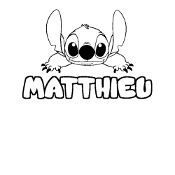 Coloring page first name MATTHIEU - Stitch background