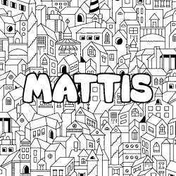 Coloring page first name MATTIS - City background
