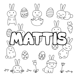 Coloring page first name MATTIS - Easter background