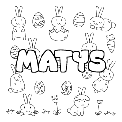 Coloring page first name MATYS - Easter background