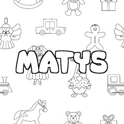 Coloring page first name MATYS - Toys background