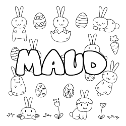 Coloring page first name MAUD - Easter background