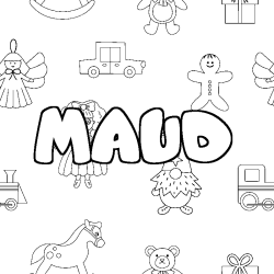 Coloring page first name MAUD - Toys background