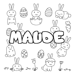 Coloring page first name MAUDE - Easter background