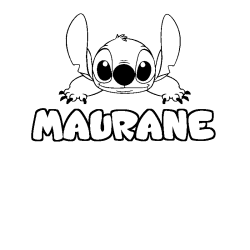 Coloring page first name MAURANE - Stitch background