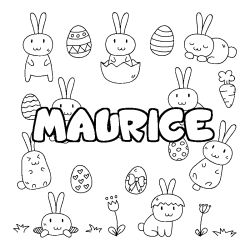Coloring page first name MAURICE - Easter background