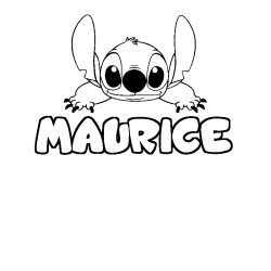Coloring page first name MAURICE - Stitch background