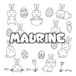 Coloring page first name MAURINE - Easter background