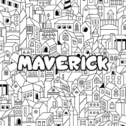 Coloring page first name MAVERICK - City background