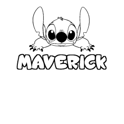 Coloring page first name MAVERICK - Stitch background