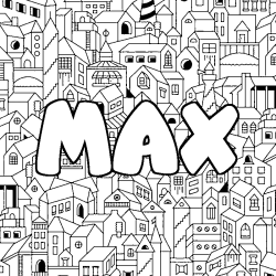 Coloring page first name MAX - City background