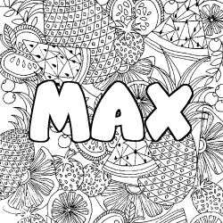 Coloring page first name MAX - Fruits mandala background