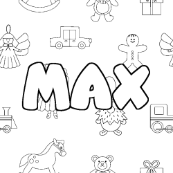 Coloring page first name MAX - Toys background
