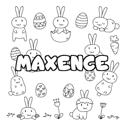 Coloring page first name MAXENCE - Easter background