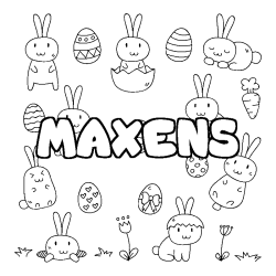 Coloring page first name MAXENS - Easter background