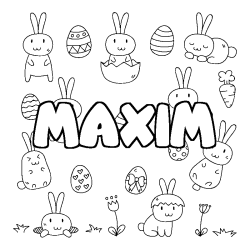 Coloring page first name MAXIM - Easter background